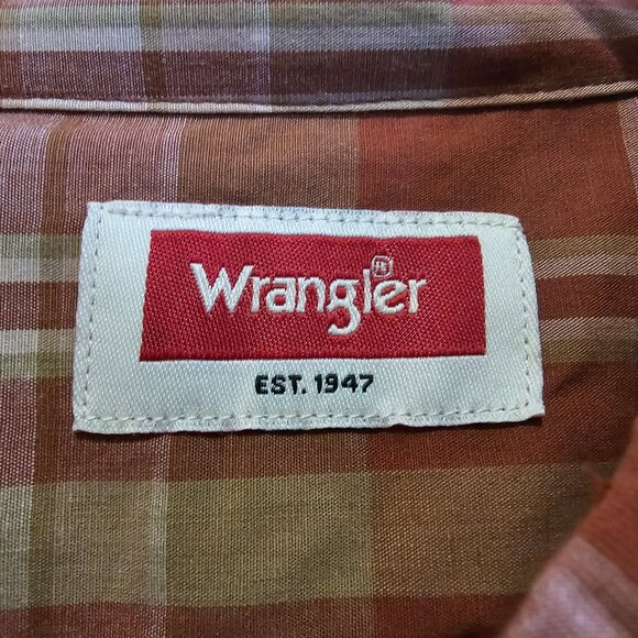 Wrangler Mens Slim Fit Long Sleeve Woven Shirt Plaid Size S, L Pockets - Picture 6 of 6